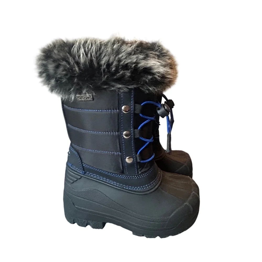 Dream Pairs Kids Winter Snow Boots Fur Trimmed Waterproof‎ Blue Laces Size 9